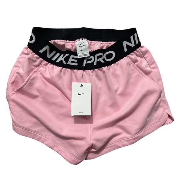 Girls Nike Pro Pink Athletic Shorts Dri FIT Logo Waistband Size Large - Picture 5 of 7